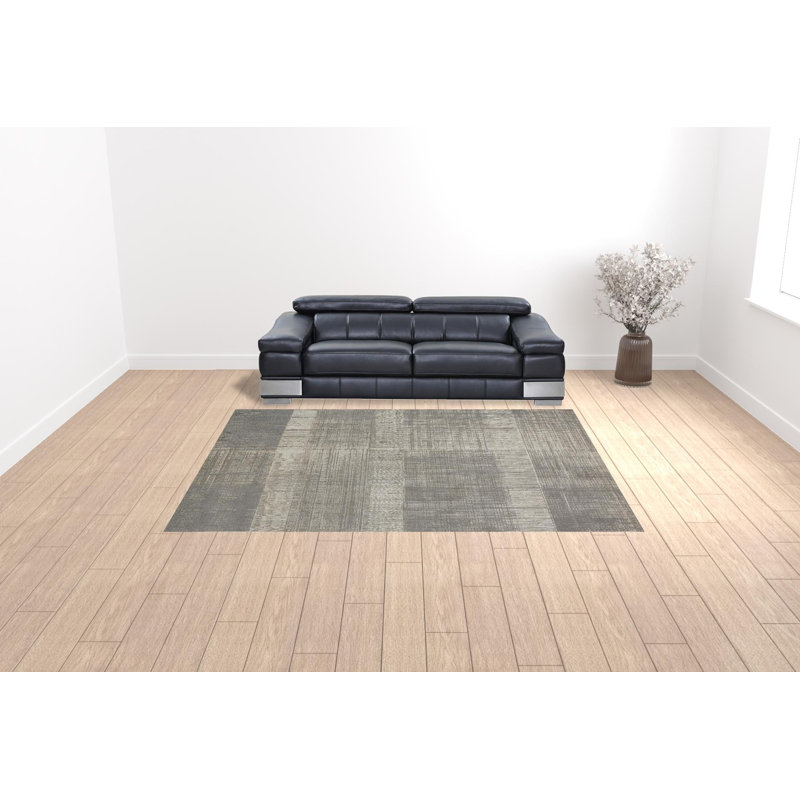 Tapis gris / beige / doré Ernie, Rectangle 9 pi 2 po x 12 pi