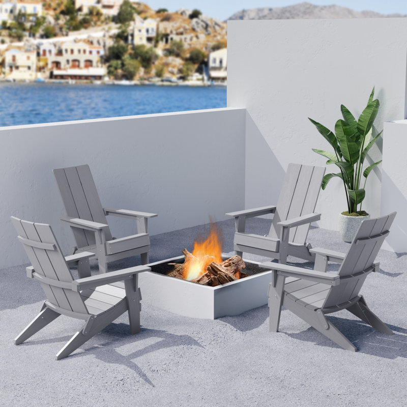 Foldable Outdoor Adirondack Set, Gray