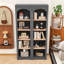 Ensemble de 2 bibliothèques modernes autoportantes à 5 niveaux de H 71,6 po x l 39,1 po avec tablettes réglables et conception anti-basculement-357773426