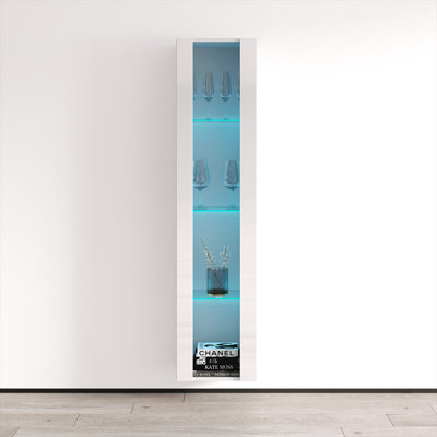 Crister 15.8" Bookcase with 16-Colour LED Lighting, High Gloss Finish