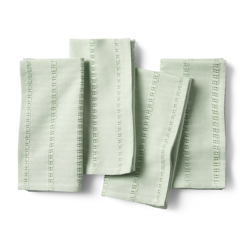 Ensemble de 4 serviettes DRAPER en tissu tissé tissé Leno, vert sauge, 19 po x 19 po, Vert sauge