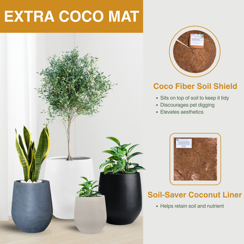 Indoor/Outdoor Large Corso Fiberstone Planter - Tricorn Black 21"H (Opening 15"), 21" H x 19" W x 19" D, Black