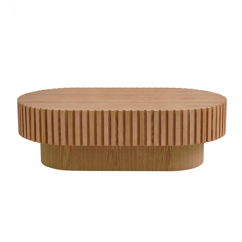 Table basse ovale de 43,70 pouces fabriquée à la main avec table basse ovale pour le salon, petite table basse en bois avec piédestal robuste pour le bureau