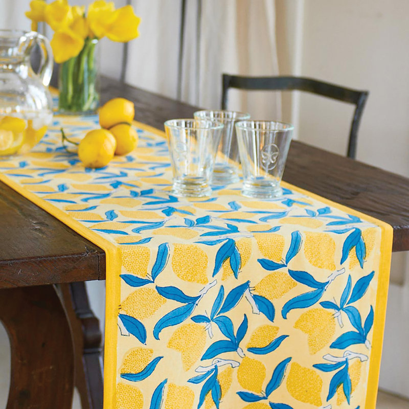 Lemon Tree Handmade Floral Table Runnner, 90" W x 16" L