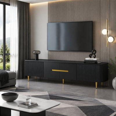 78.7" Modern TV Stand for TVs up to 85", Entertainment Center with 4 Storage Cabinets, Metal Legs and Cable Management