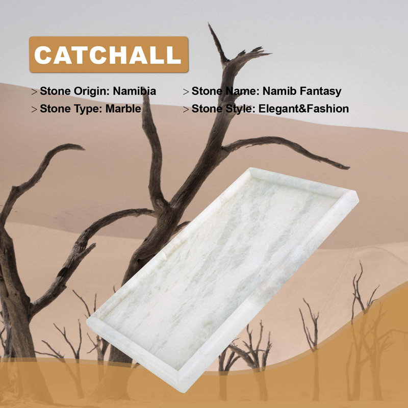 Guein Rectangle Natural Marble Tray,Namib Fantasy