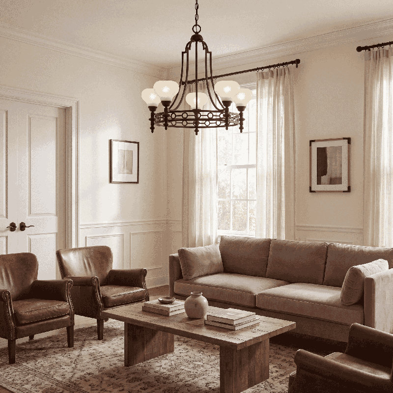 Hoekstra 5-Light Chandelier in Warm Brass, Warm Brass