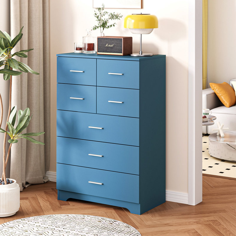 Armoire de rangement en bois à 7 tiroirs avec organisateur de sortie intégré pour la chambre à coucher, le salon et le bureau