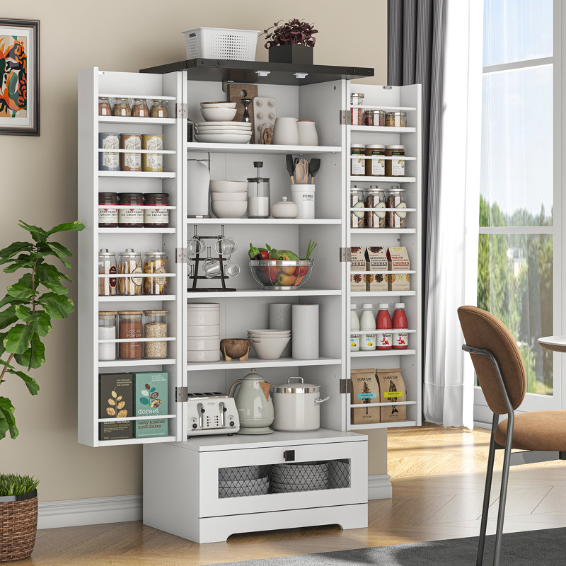 Kadience 55'' Kitchen Pantry, White