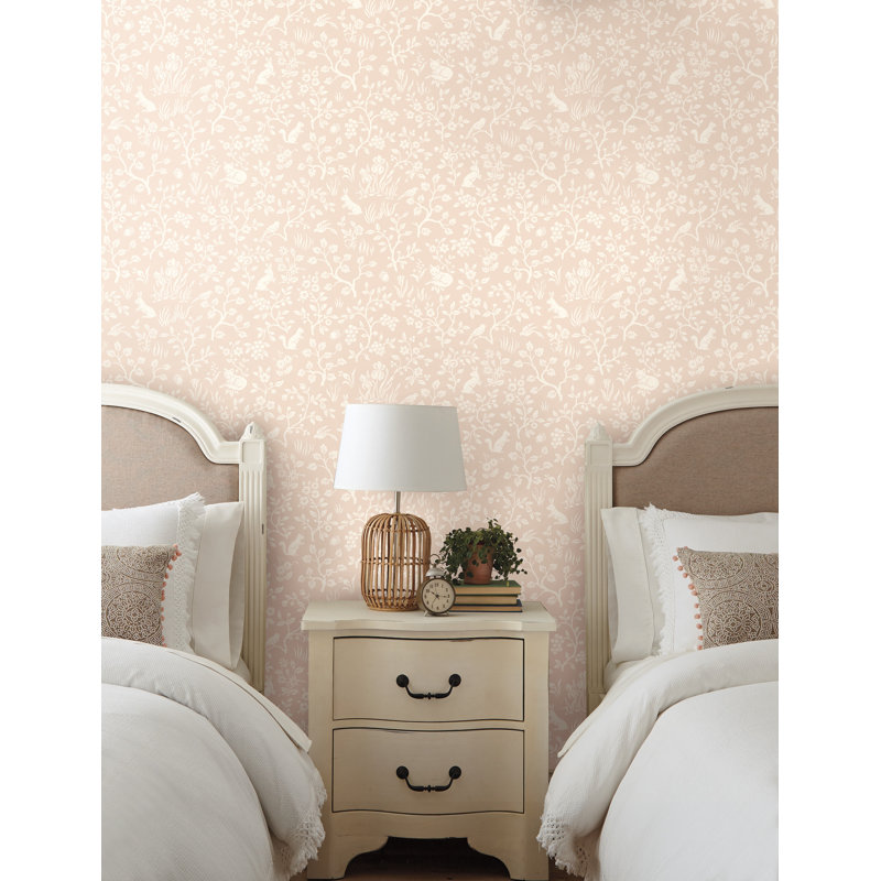 Fox & Hare Wallpaper, Pink