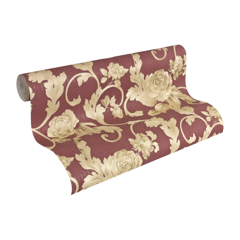 Nobile 10.05m x 53cm 3D Embossed Wallpaper, Red/Cream