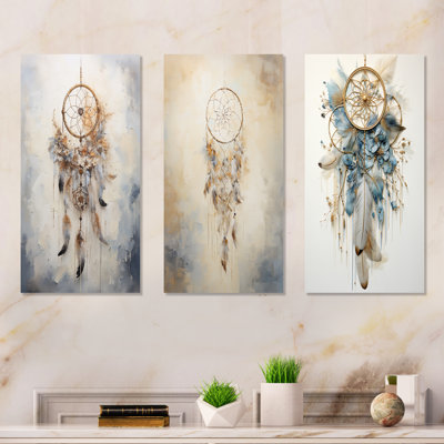 Threads Of Dreams Blue Dreamcatcher - Dream Catcher Metal Prints Set Of 3