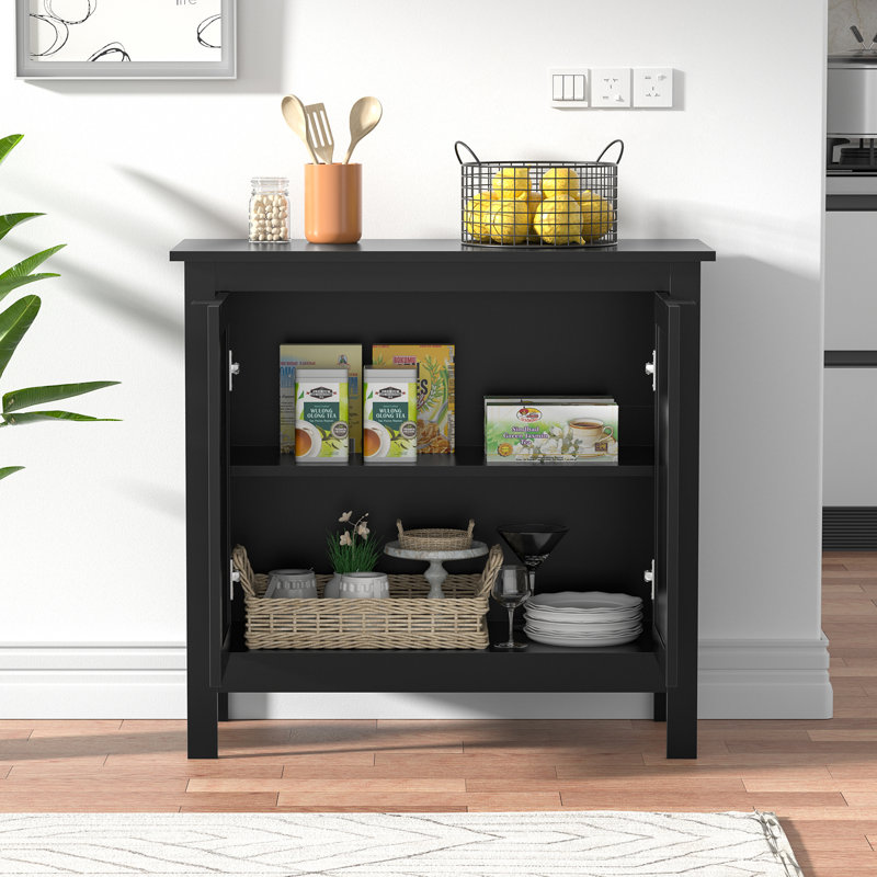 Verada Accent Cabinet 2-Door Black Rattan Storage Cabinet