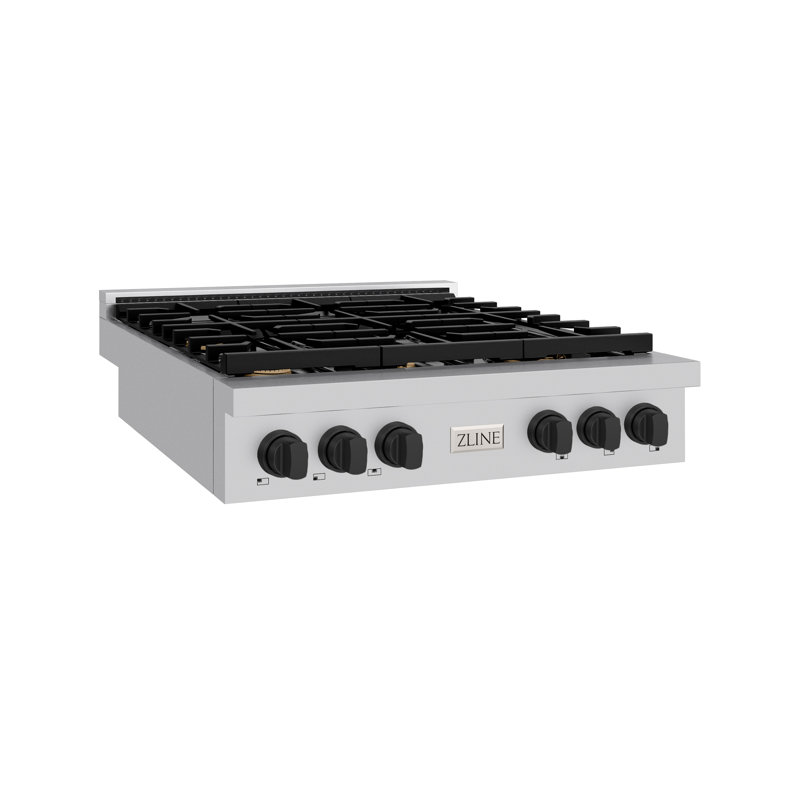 ZLINE Autograph Edition 36 in. Paramount Gas Rangetop with 6 Burners and Porcelain Cooktop in Stainless Steel with Accents