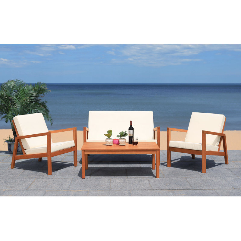 4 Piece Sofa Seating Group with Cushions, Beige