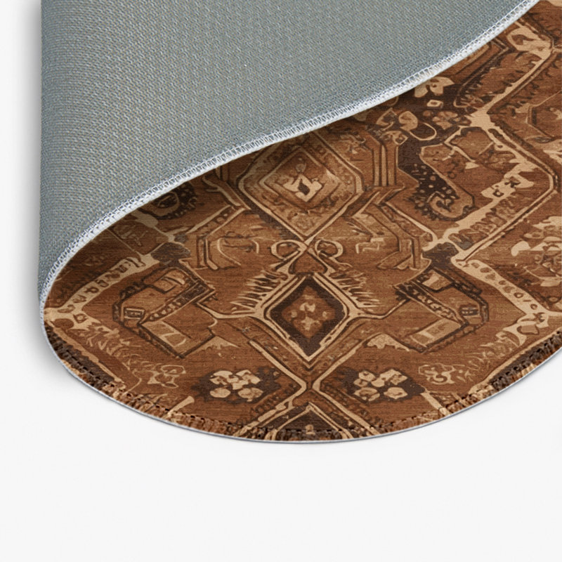 Tapis d'intérieur et d'extérieur brun Persian, Rond 5 pi