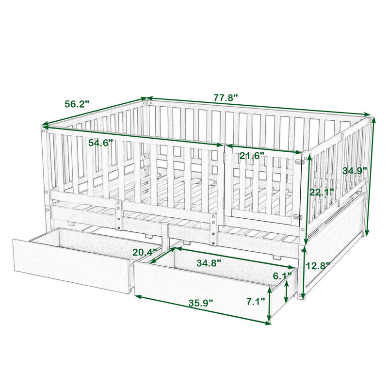 Lit plateforme avec rangement Yisroel, Double, Blanc