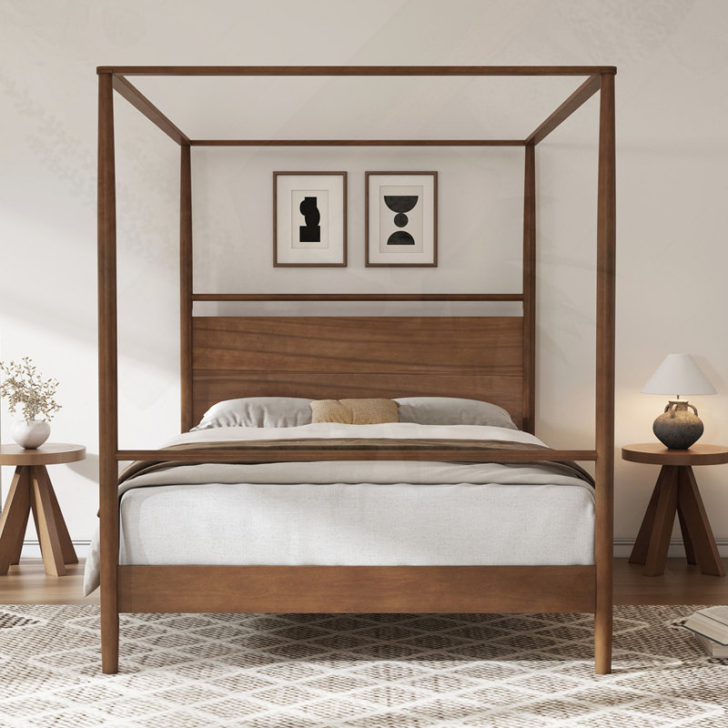 Wooden Canopy Bed Frame Four Posters Bed, King
