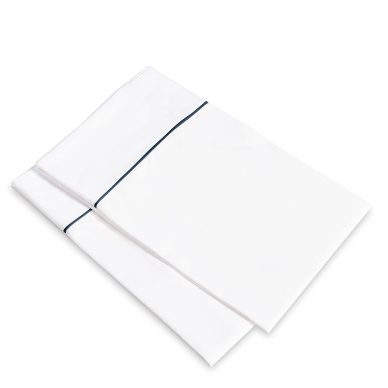 Luce Pillow Case, Standard Pillowcase, White/Midnight Blue