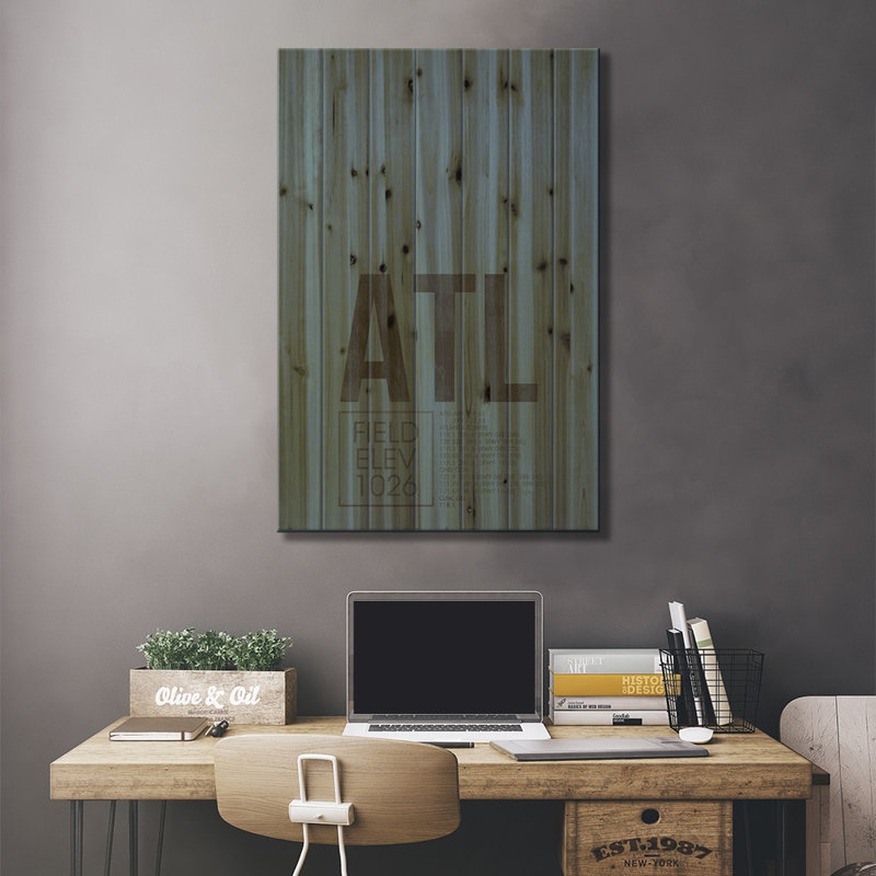 Atlanta (Hartsfield-Jackson) - Impression sur bois sans cadre, H 26 po x l 18 po x P 1,5 po