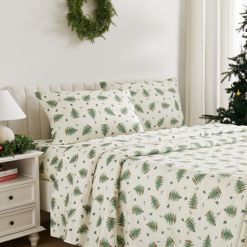 Spode Full Sheet Set, Queen Sheet Set + 2 Pillow Cases,  Winter Wonderland 