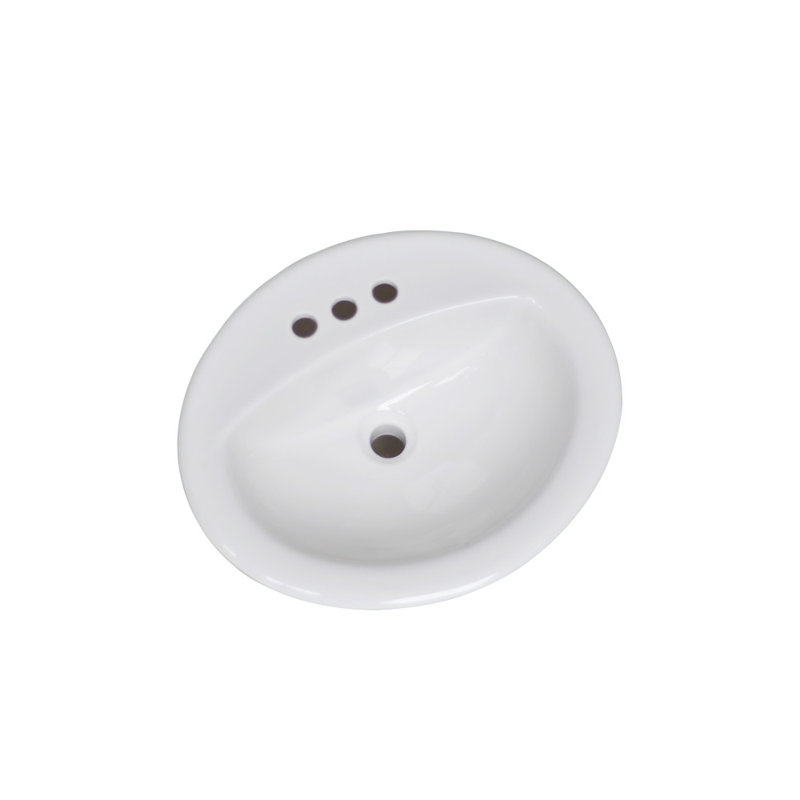 Lavabo de salle de bain ovale encastré en céramique avec trop-plein