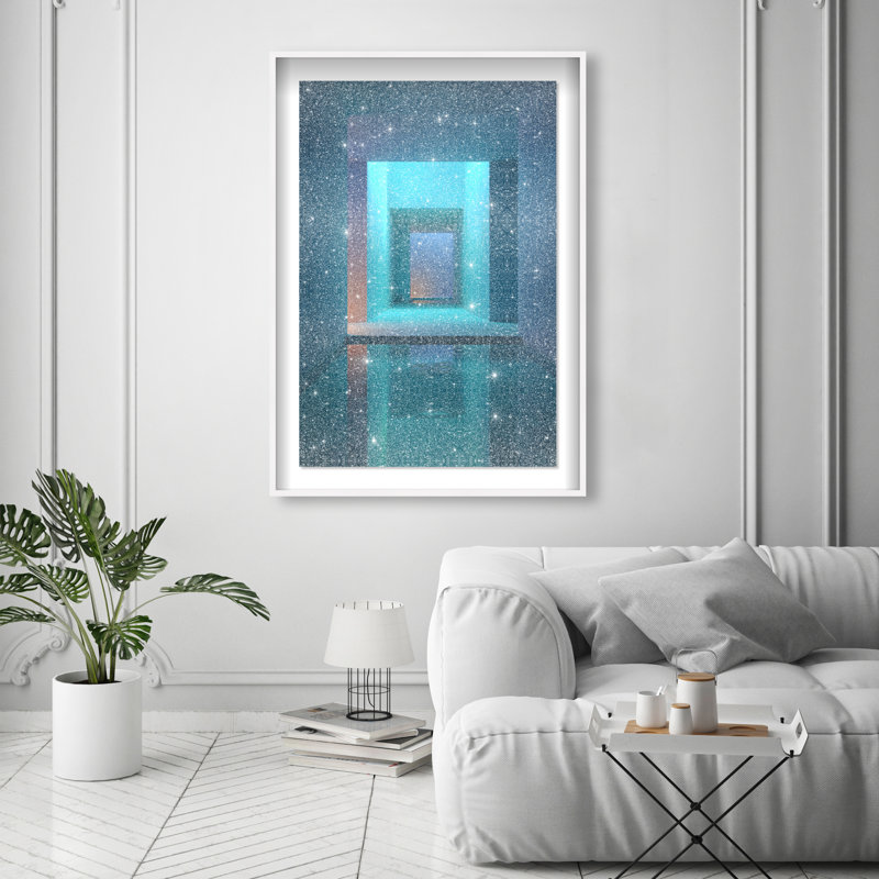 Cerulean Corridor I Framed Graphic Art, 25.5"H x 17.5"W, White Shadowbox