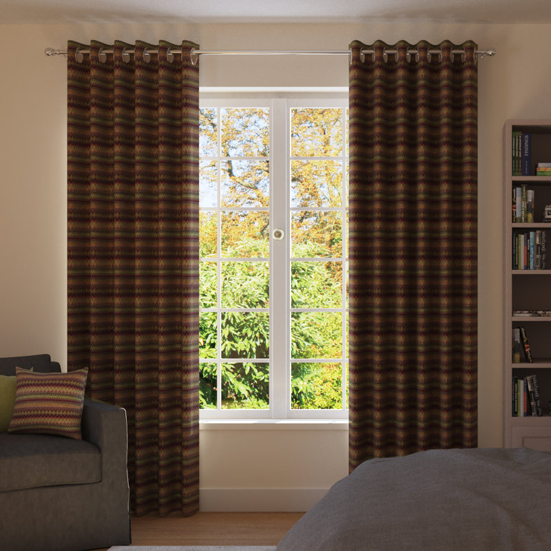 Ulises Room Darkening Curtain Pair, Orange/Teal, 228 W x 228 D Cm