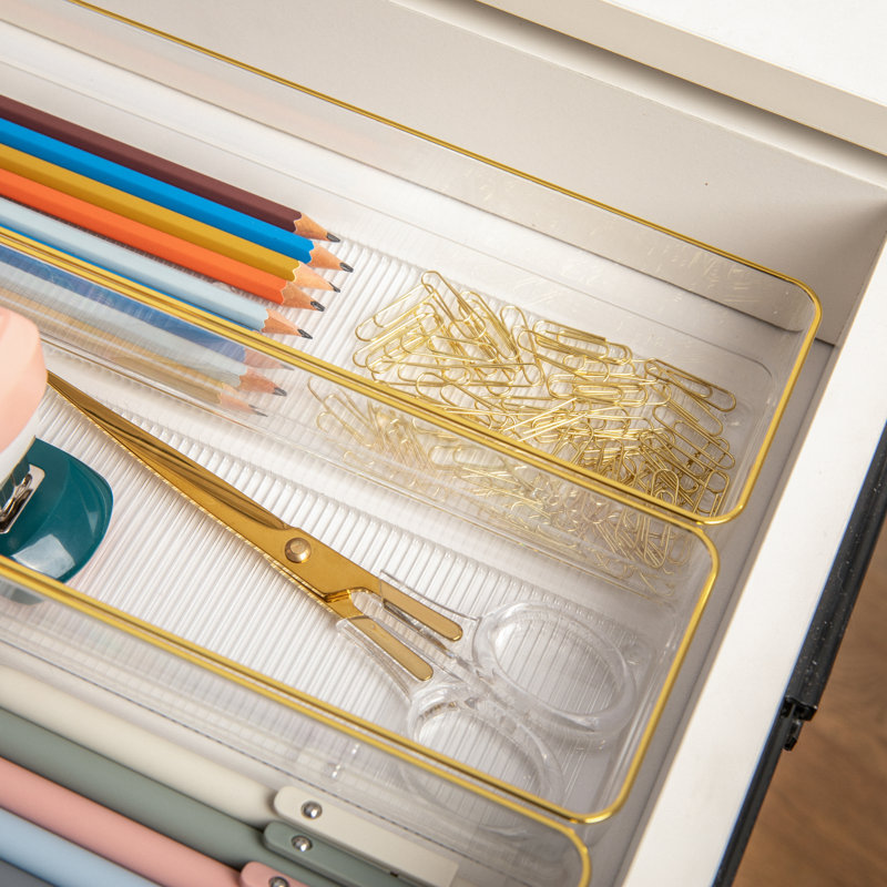 Martha Stewart Kerry Plastic Stacking Desk Drawer Organizers - 9" x 3"