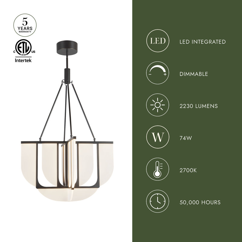 Anders 30-in Black dimmable LED Chandelier, Antique Brass
