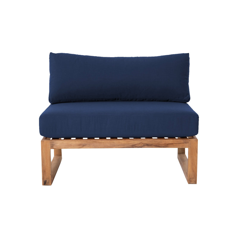 Fauteuil d'extérieur en teck Premer, Bleu marine