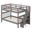 Lit superposé double au-dessus de double, convertible en 2 lits plateforme, lit superposé en bois de pin massif avec escalier de rangement, garde-corps de sécurité-44213690