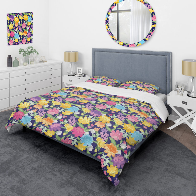Mauve et jaune - Ensemble de housse de couette Cabin & Lodge, Housse de couette simple + 1 taie décorative stan