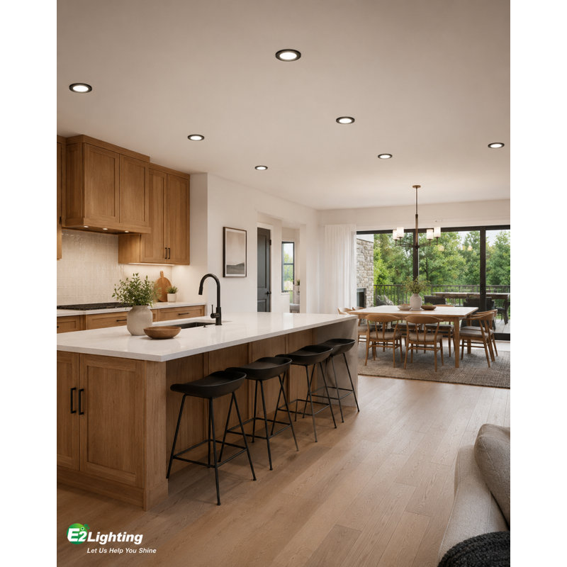 Éclairage encastré ultra-mince à DEL de 4 po 9 W E2 Lighting avec secours d'urgence de 4 W, 3 TCE, noir, intensité variable Triac