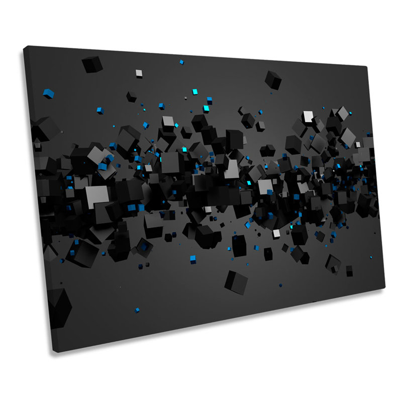 Abstract Cube Pixel Explosion - Wrapped Canvas Art Prints, 81.3cm H x 121.9cm W