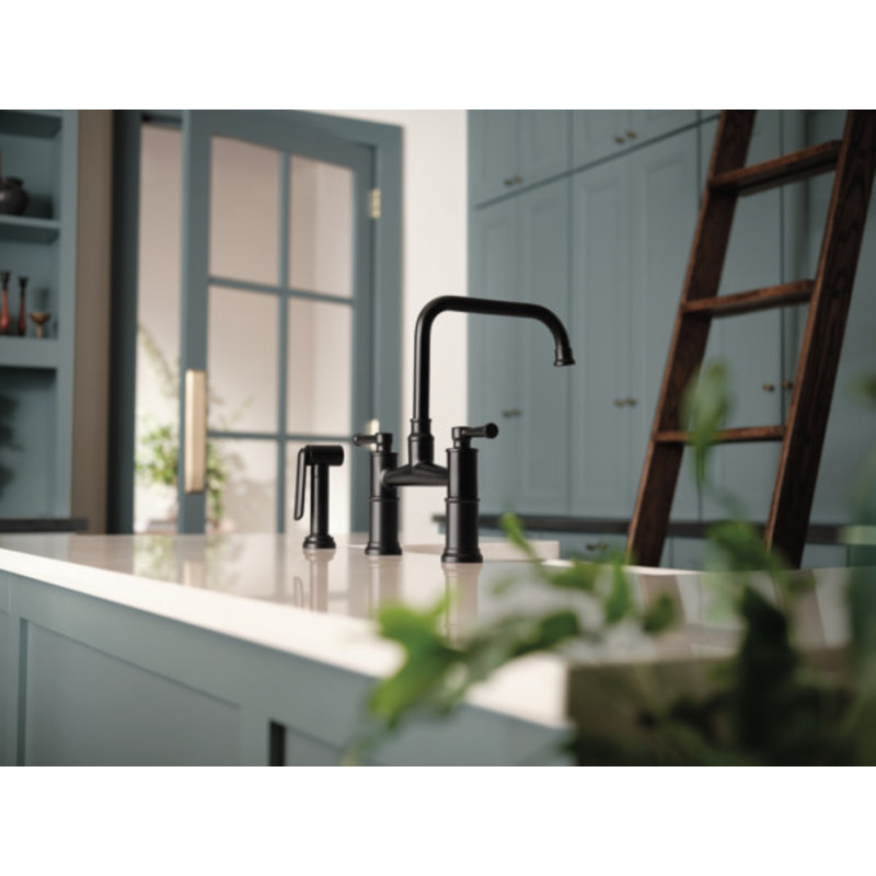 Artesso® Bridge Faucet With Side Sprayer, Stainless