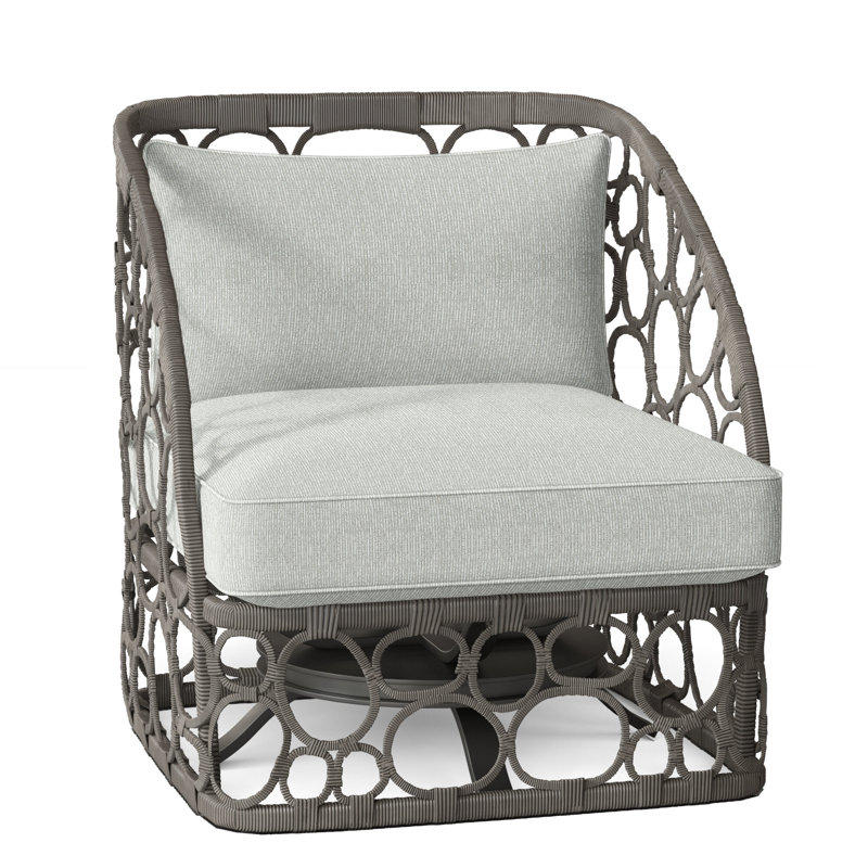 Bali Swivel Patio Chair with Cushions, White Sunbrella 6063-000, Dove Gray