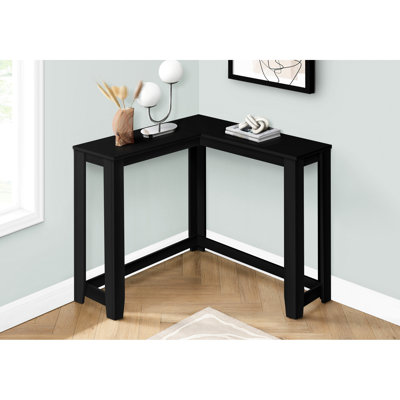 Table d'appoint de salon, console de coin d'entrée étroite en stratifié noir, table transitionnelle à 2 étagères pour l'organisation à la maison, la décoration, la fonction et l'espace de rangement pratique