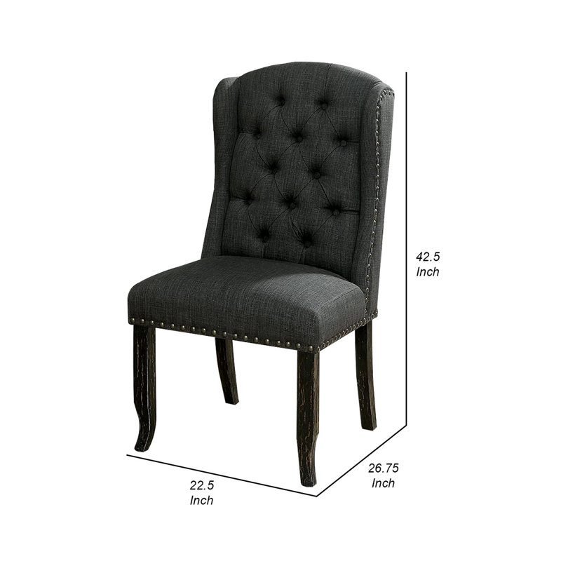 Chaise de salle à manger rembourrée Gurvis, Gris foncé