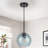 1-Light Clear Water-Ripple Glass Pendant Light for Kitchen Island & Dining Room-813439398