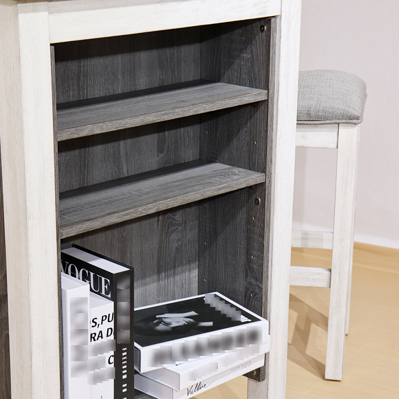 Solution de salle à manger 3 pièces pour petits espaces, rétro moderne, matériaux, design économique, rangement intégré, sièges rembourrés, assemblage rapide, sièges confortables, tabourets rétro faciles à assembler, bois massif +,