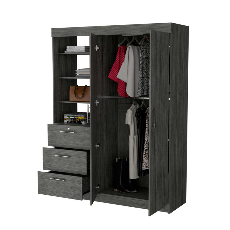 Armoire 3 tablettes Levi, Gris