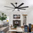 72" Ceiling Fan With Light, 6-Speed Remote Control, Reversible DC Motor, Modern 8 Blades With 6"/12"/19.5"  Downrods For Home Or Commercial Black/Walnut