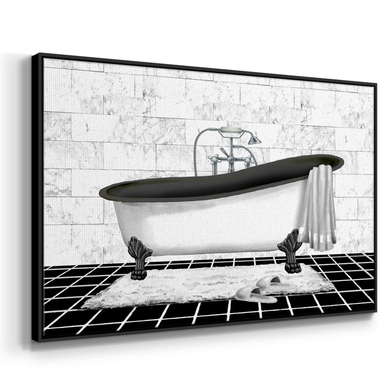 Modern Bath II-Framed Gallery Wrapped Canvas, H 27 po x l 41 po x P 2 po, Noir