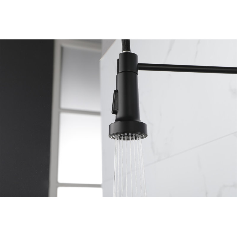 Matte Black Stainless Steel Pull-Down Kitchen Faucet