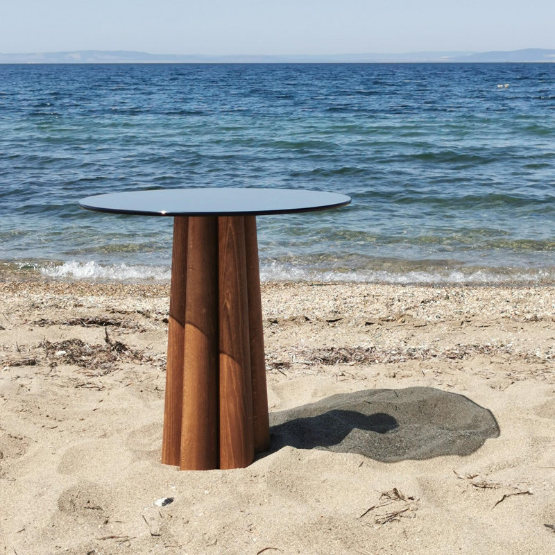 Glorias End Table, 50" H x 50" W x 50" D, Walnut, Dark Grey