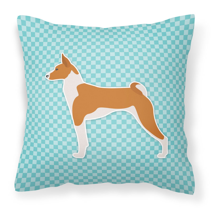 Coussin intérieur / extérieur Basenji Basenji, H 14 po x l 14 po x P 3 po, Bleu