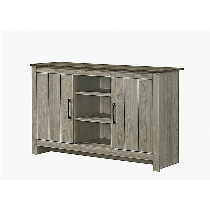 Console en chêne gris N 47 po, buffet avec tablettes et portes d'armoire Nilda, Chêne