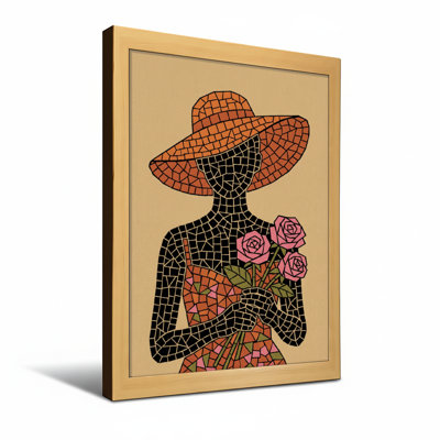 Femme mosaïque abstraite avec chapeau et roses