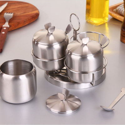 Freestanding Stainless Steel Spice Jar & Rack Set